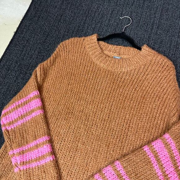 Aerie Mohari Oversized Sweater Brown & Pink Wool Blend Size Small S - Picture 3 of 6
